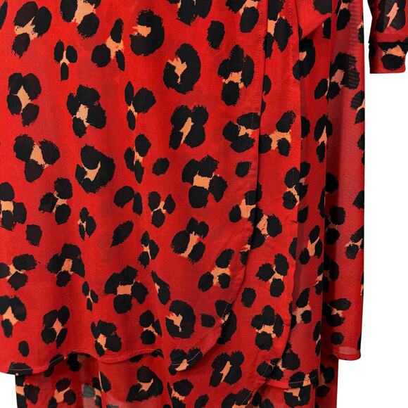 Cabi Outlet Large Siren Midi Wrap Dress Leopard Print V-Neck Stretch Long Sleeve - Picture 3 of 10